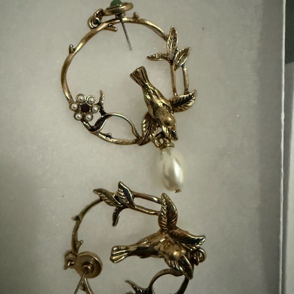 Elegant Gold Bird Hoop Earrings
